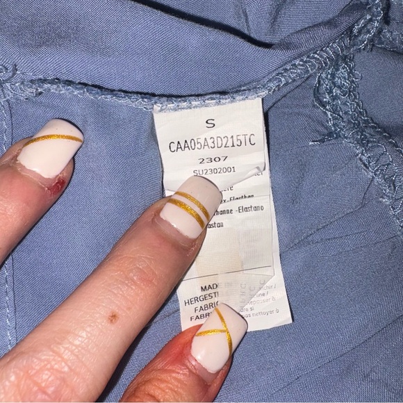 Blue & Ivory Smocked Waist Midi Dress | Flowy Summer Dress | Size Small - Picture 6 of 6